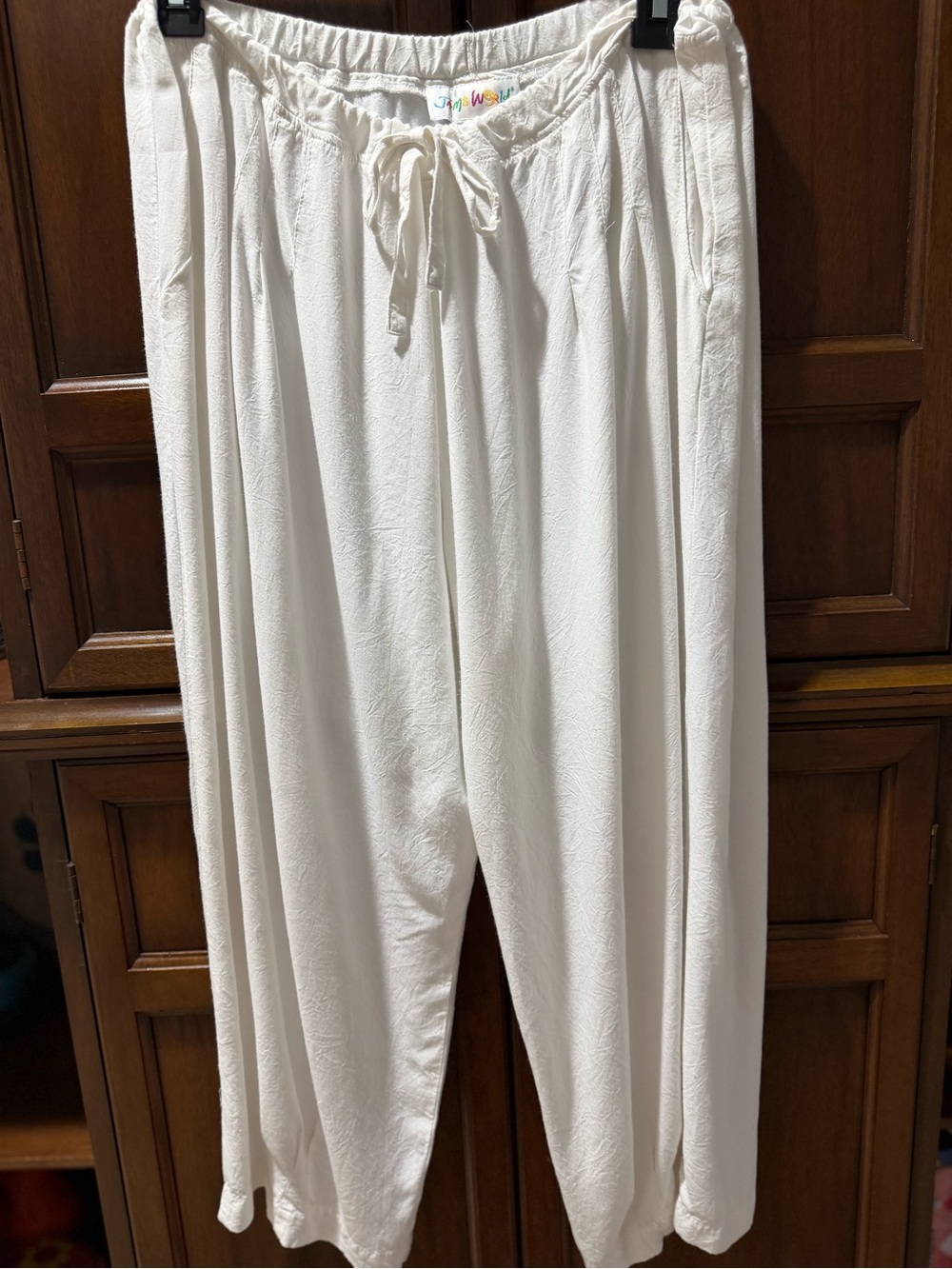 Jams World Ivory Drawstring Wide-Leg Track Pants